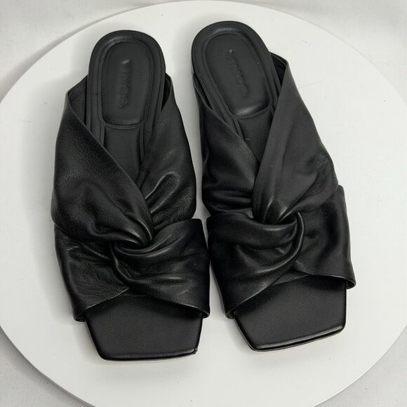VINCE. Womens Black Twisted Strap Zoya Toe Leather Slide Sandals 7.5M - Picture 3 of 7